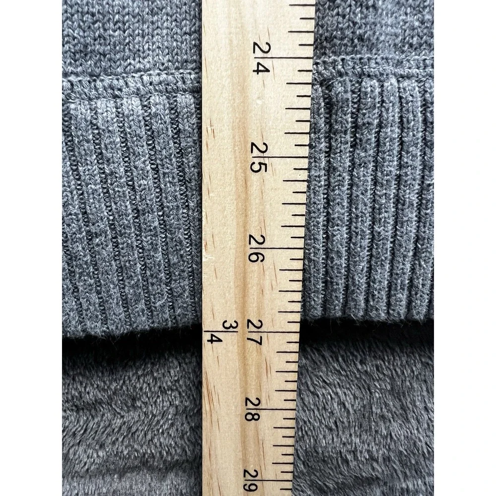 Eddie Bauer Men's XL Cotton Quarter Zip Pullover Gray Rib Knit Sweater